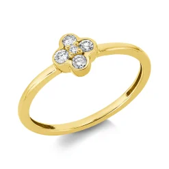 Ring aus 750 Gelbgold 4 Brillanten 0,14ct TW-SI 1 Brillant 0,01ct TW-SI B:6,1mm