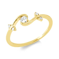 Ring aus 750 Gelbgold 4 Brillanten 0,04ct TW-SI 1 Brillant 0,11ct TW-SI B:5,1mm