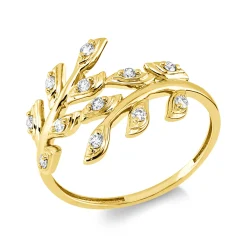 Ring aus 750 Gelbgold 4 Brillanten 0,06ct TW-SI 8 Brillanten 0,1ct TW-SI B:13,1mm