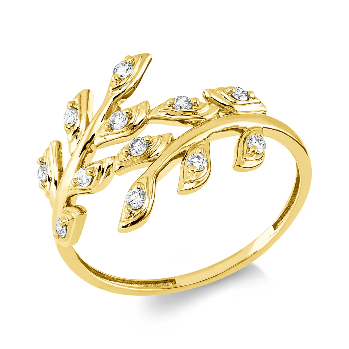 Ring aus 750 Gelbgold 4 Brillanten 0,06ct TW-SI 8 Brillanten 0,1ct TW-SI B:13,1mm