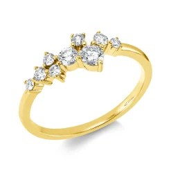 Ring aus 750 Gelbgold 2 Brillanten 0,24ct W-SI 7 Brillanten 0,21ct W-SI B:5,8mm