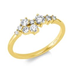 Ring aus 750 Gelbgold 3 Brillanten 0,33ct W-SI 6 Brillanten 0,2ct W-SI B:6,3mm