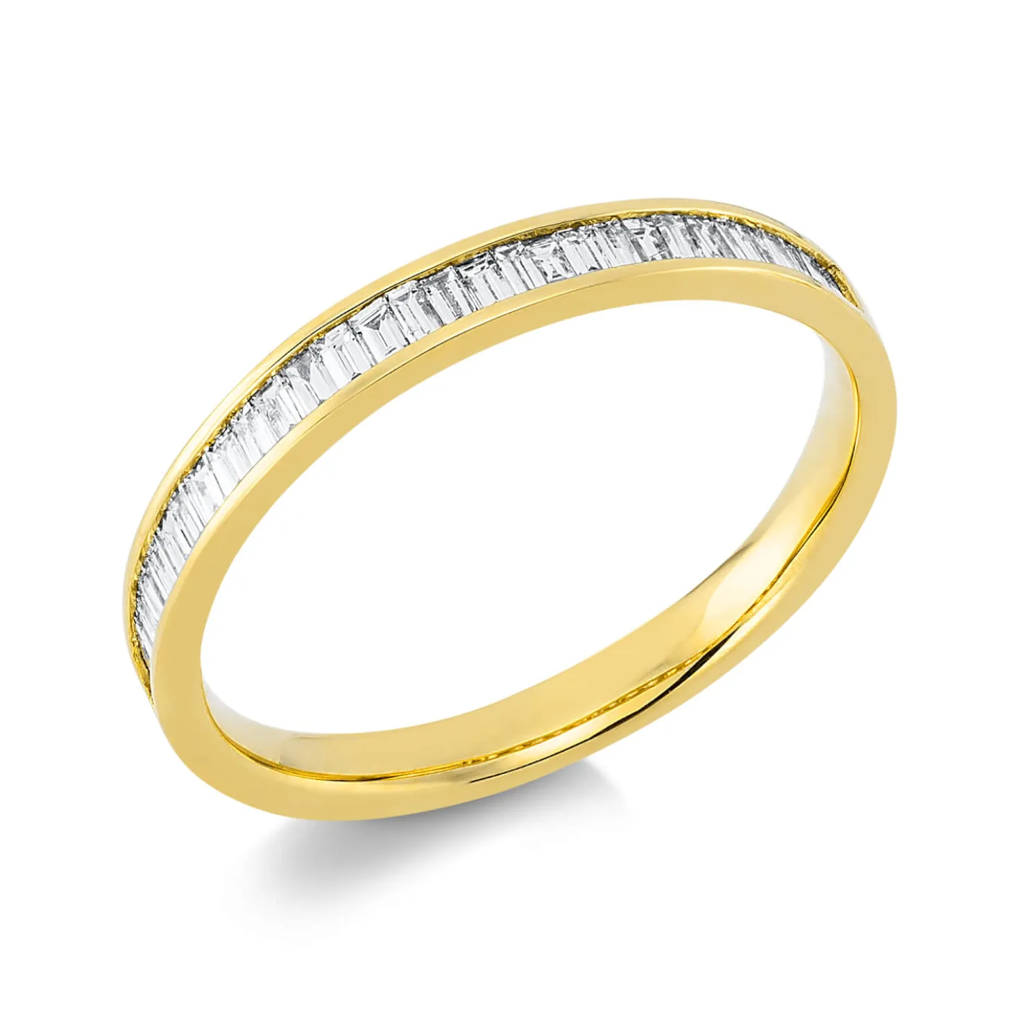 Ring aus 750 Gelbgold 32 Diamanten Baguette-Schliff 0,28ct TW-SI B:2,7mm