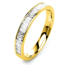 Ring aus 750 Gelbgold 22 Diamanten Baguette-Schliff 0,74ct TW-SI B:3,2mm