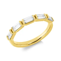 Ring aus 750 Gelbgold 5 Diamanten Baguette-Schliff 0,6ct TW-VSI B:2,5mm