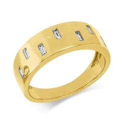Ring aus 750 Gelbgold 7 Diamanten Baguette-Schliff 0,23ct W-SI B:6,6mm