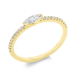 Ring aus 750 Gelbgold 21 Diamanten 0,36ct TW-SI B:2,7mm Fassung rhodiniert