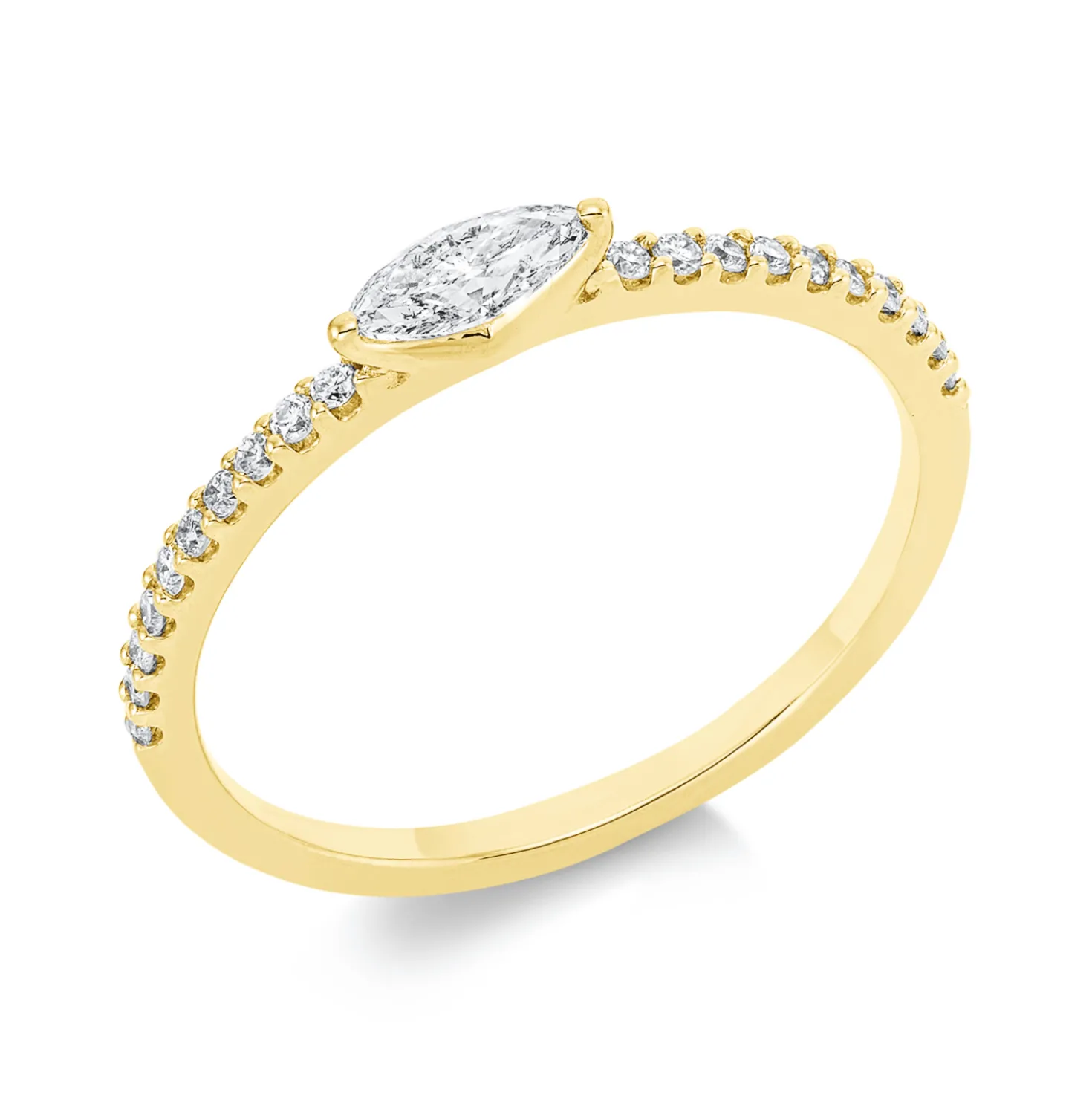 Ring aus 750 Gelbgold 21 Diamanten 0,36ct TW-SI B:2,7mm Fassung rhodiniert