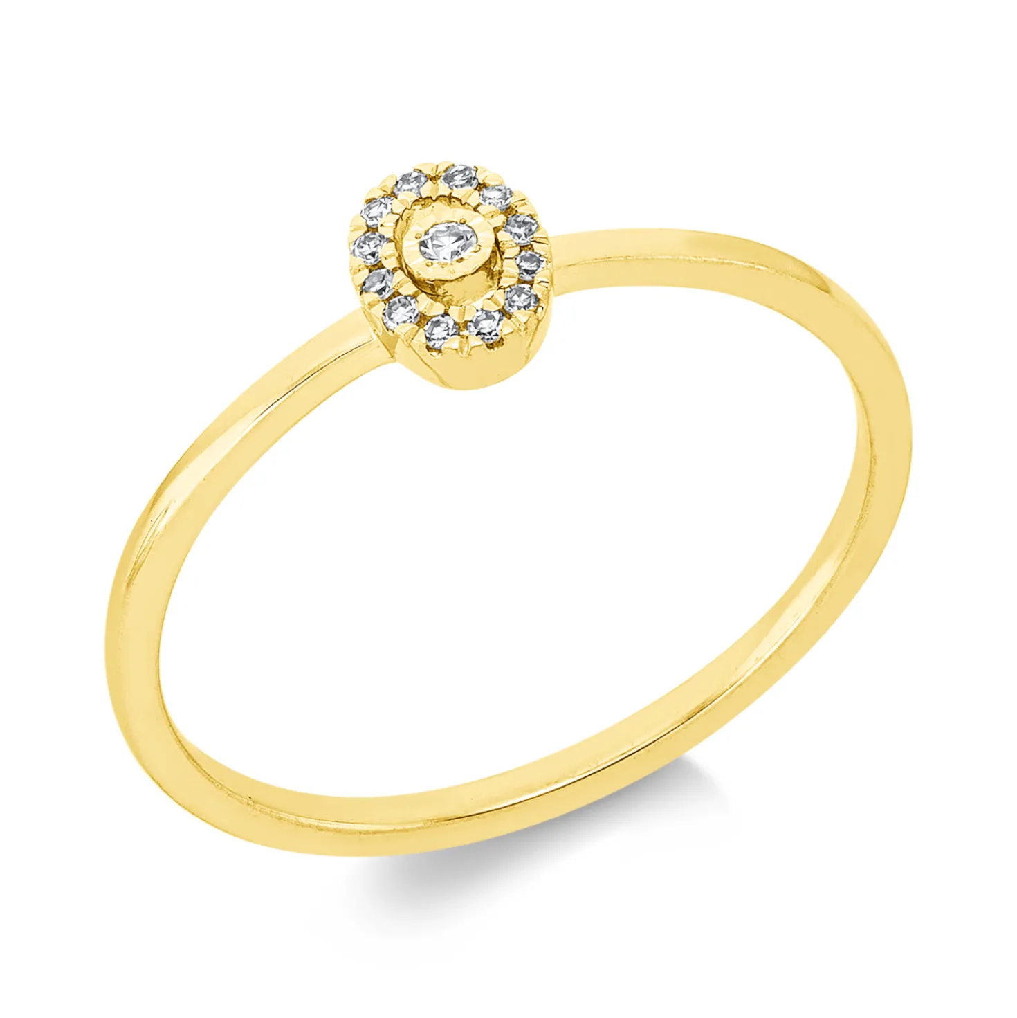 Ring aus 750 Gelbgold 12 Diamanten 0,04ct TW-SI 1 Diamant 0,01ct TW-SI B:5,4mm