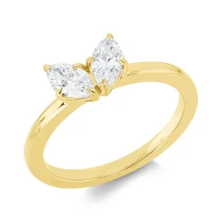 Ring aus 750 Gelbgold 2 Diamanten Navette-Schliff 0,63ct TW-SI B:6,6mm