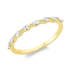 Ring aus 750 Gelbgold 8 Diamanten Navette-Schliff 0,33ct TW-SI B:1,5mm