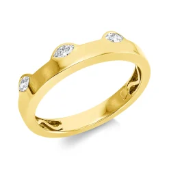Ring aus 750 Gelbgold 3 Diamanten Navette-Schliff 0,14ct TW-VSI B:4,2mm