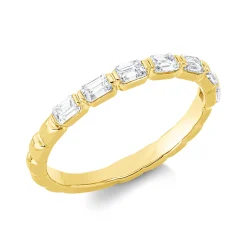 Ring aus 750 Gelbgold 7 Diamanten Smaragd-Schliff 0,56ct TW-SI B:2,3mm