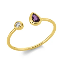 Ring aus 750 Gelbgold Rubin 0,24ct rot Brillant 0,04ct I-SI/PI B:5,2mm