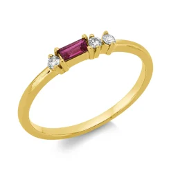 Ring aus 750 Gelbgold Rubin 0,14ct rot 3 Brillanten 0,08ct W-SI B:2,5mm