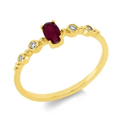 Ring aus 750 Gelbgold Rubin 0,28ct rot 4 Diamanten 0,05ct TW-SI B:5,1mm 4er-Krappe