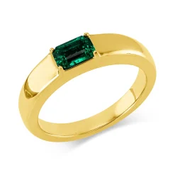 Ring aus 750 Gelbgold Smaragd 0,47ct grün 2 Brillanten 0,01ct TW-SI B:4,3mm