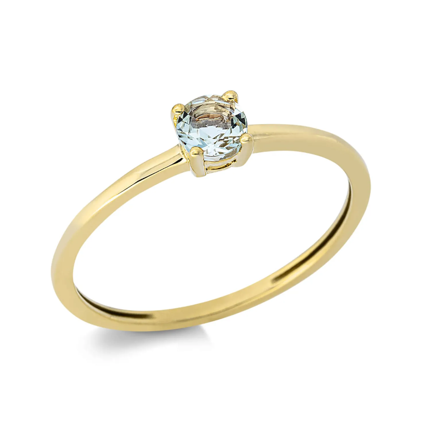 Ring aus 750 Gold Gelbgold Amethyst 0,23ct grün B:4mm 4er-Krappe