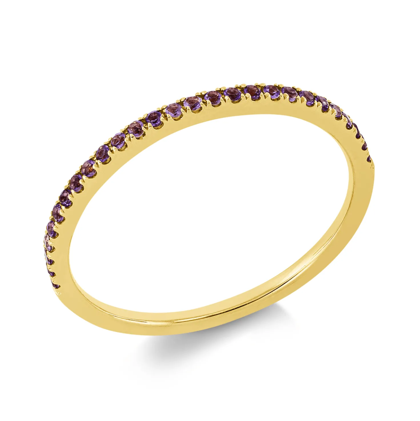 Ring aus 750 Gold Gelbgold 27 Amethyste 0,11ct lila B:1,3mm