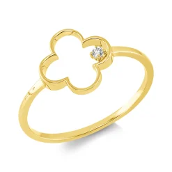 Ring aus 750 Gold Gelbgold Brillant 0,02ct TW-SI B:9,7mm 4er-Krappe
