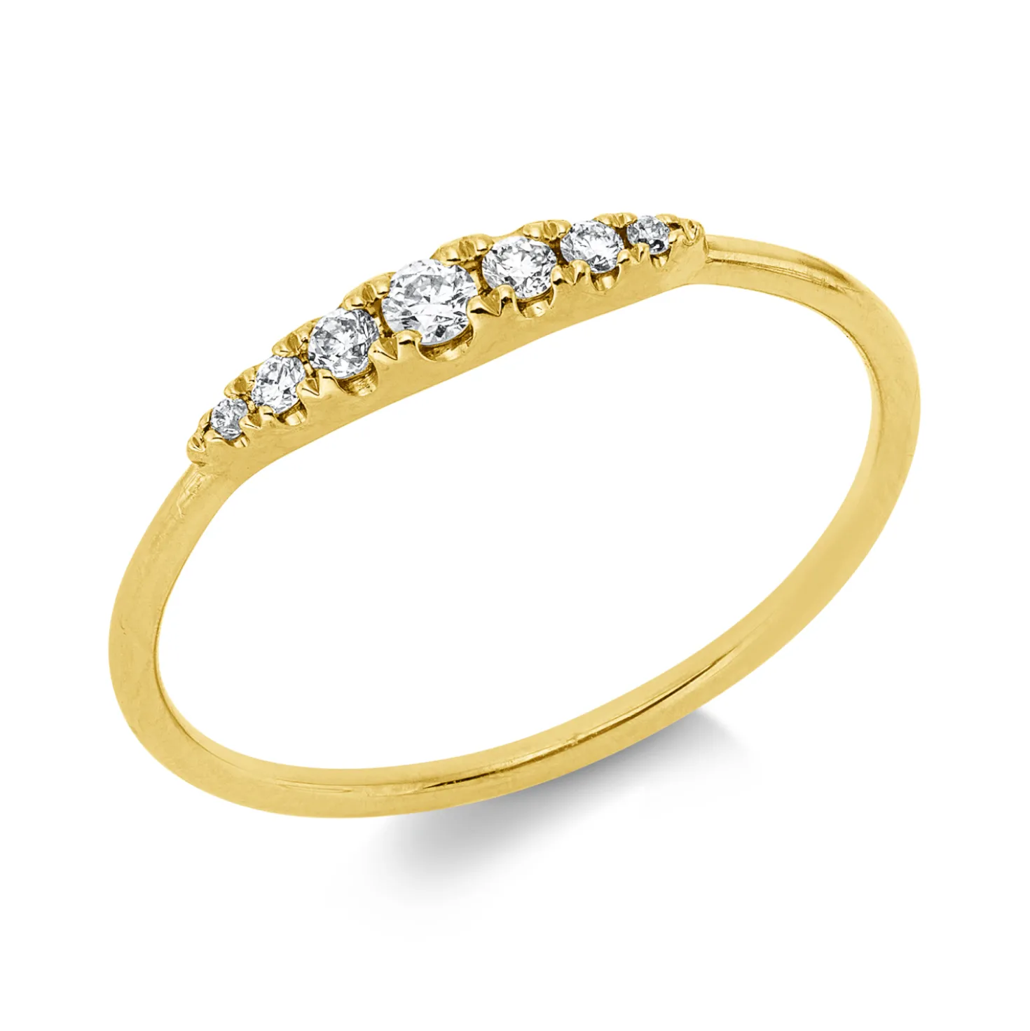 Ring aus 750 Gold Gelbgold 7 Brillanten 0,09ct I-SI B:2,5mm