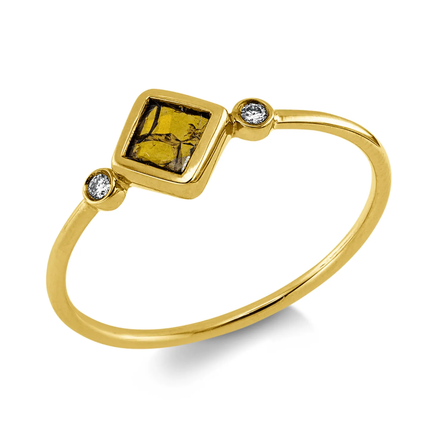 Ring aus 750 Gold Gelbgold 2 Brillanten 0,02ct I-SI B:6,4mm