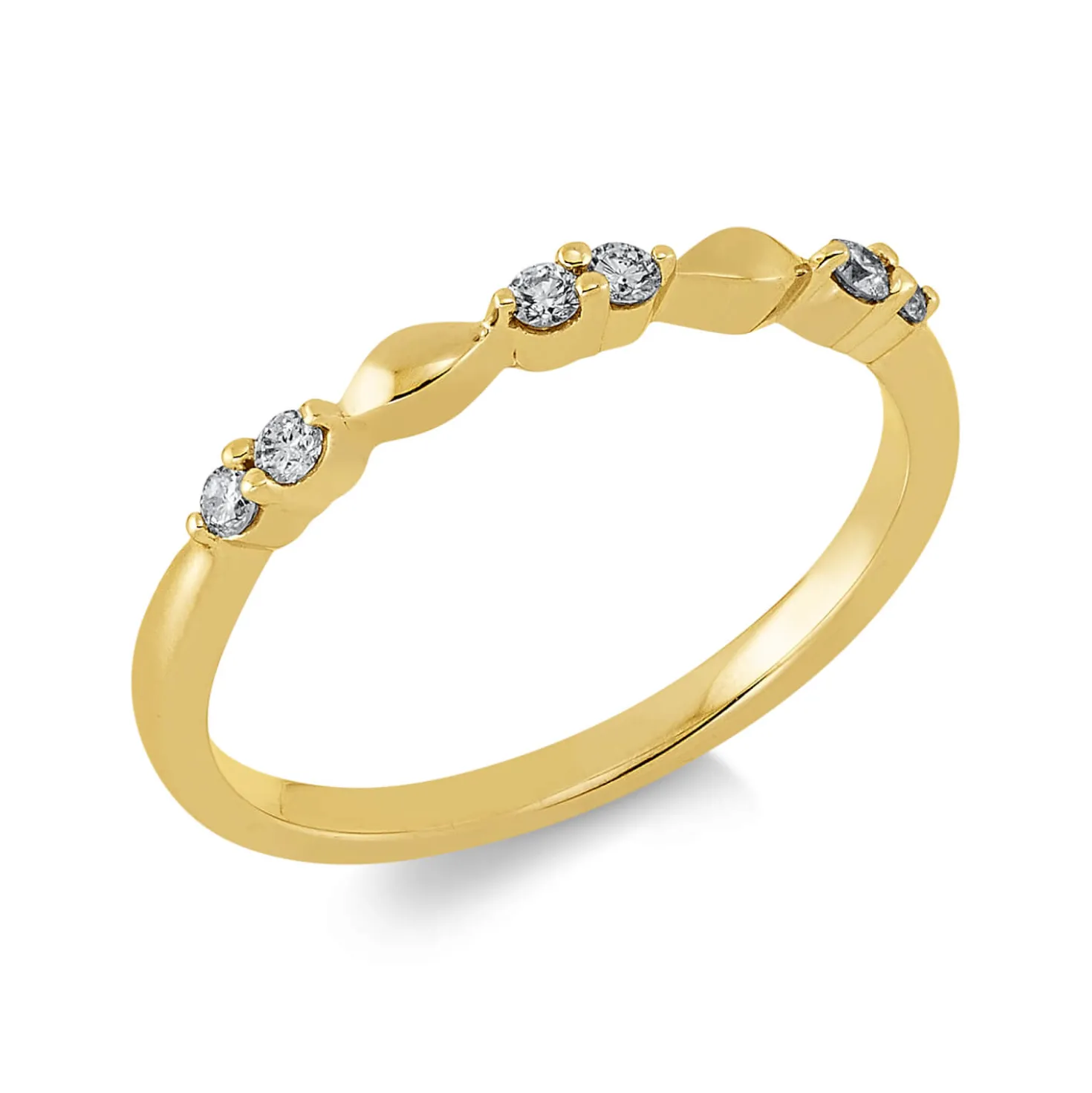 Ring aus 750 Gold Gelbgold 6 Brillanten 0,12ct TW-PI B:1,8mm