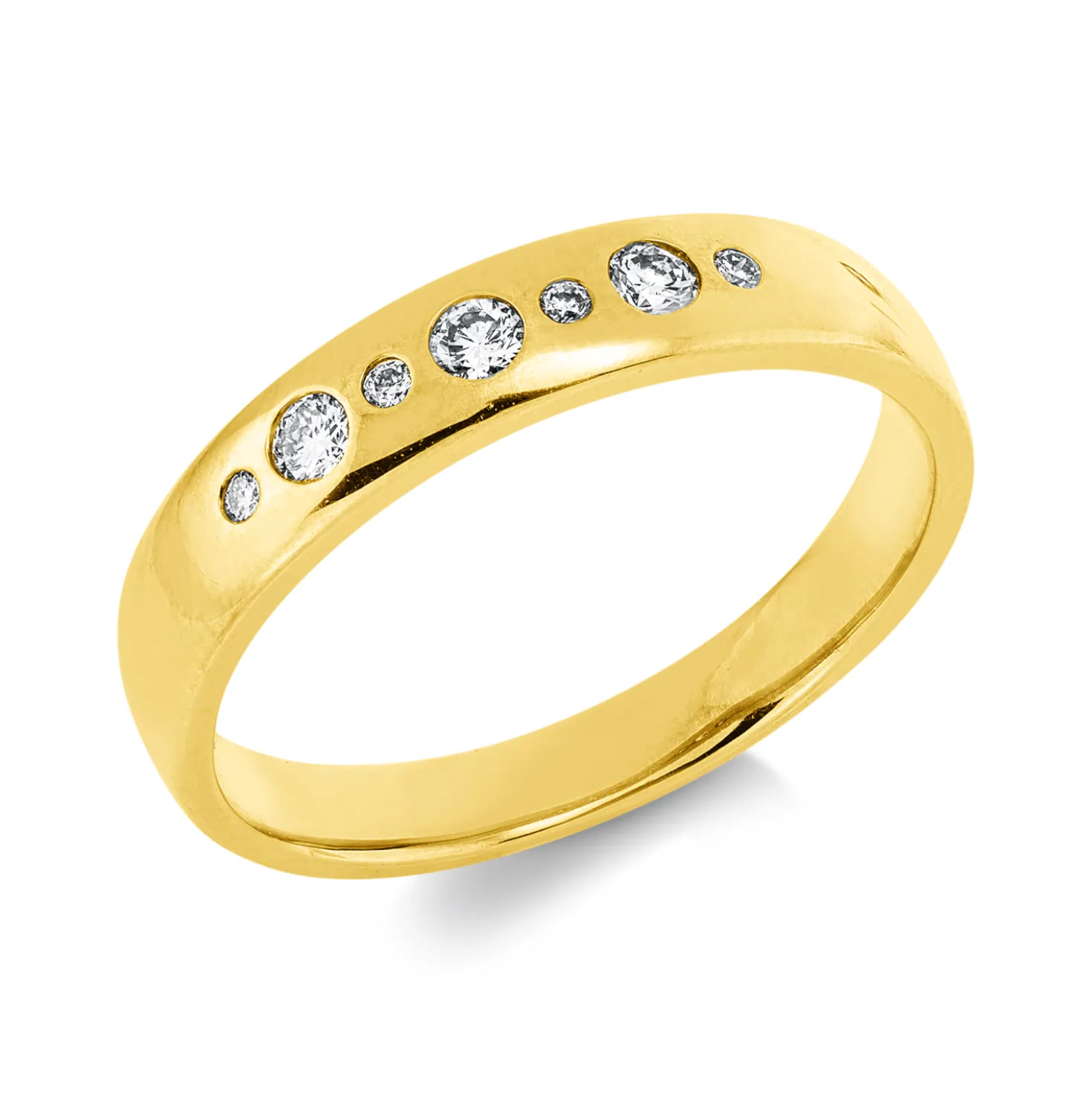 Ring aus 750 Gold Gelbgold 7 Brillanten 0,14ct TW-PI B:4mm Zarge
