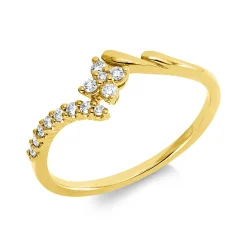 Ring aus 750 Gold Gelbgold 13 Brillanten 0,11ct TW-PI H:6,5mm