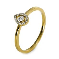 Ring aus 750 Gold Gelbgold 15 Brillanten 0,1ct TW-SI B:5,1mm