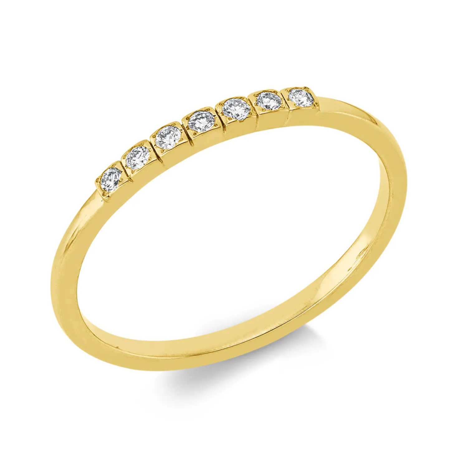 Ring aus 750 Gold Gelbgold 7 Brillanten 0,08ct TW-SI B:1,5mm