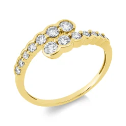 Ring aus 750 Gold Gelbgold 14 Brillanten 0,48ct TW-SI B:6,8mm