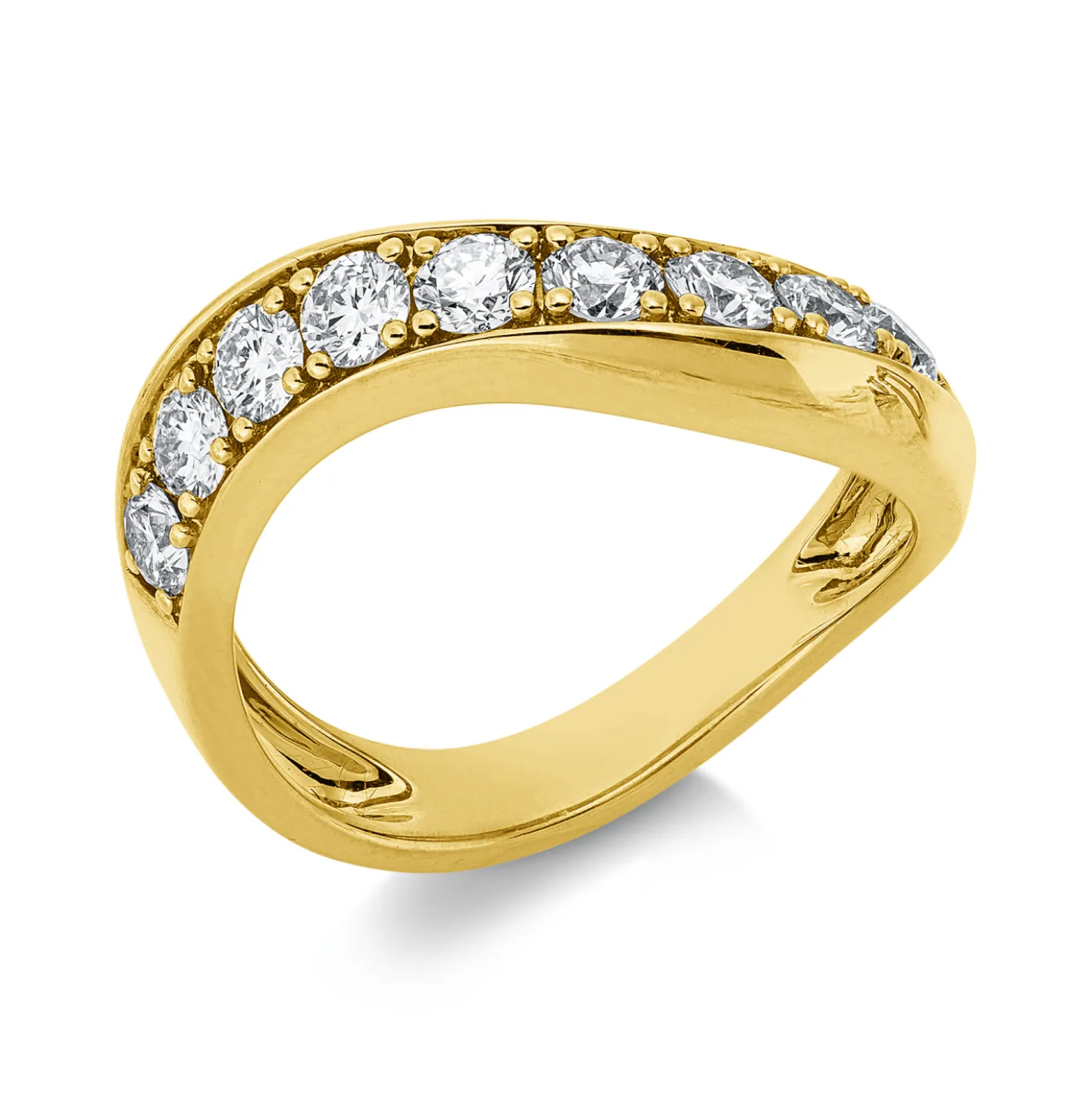 Ring aus 750 Gold Gelbgold 9 Brillanten 0,87ct TW-SI B:6,8mm