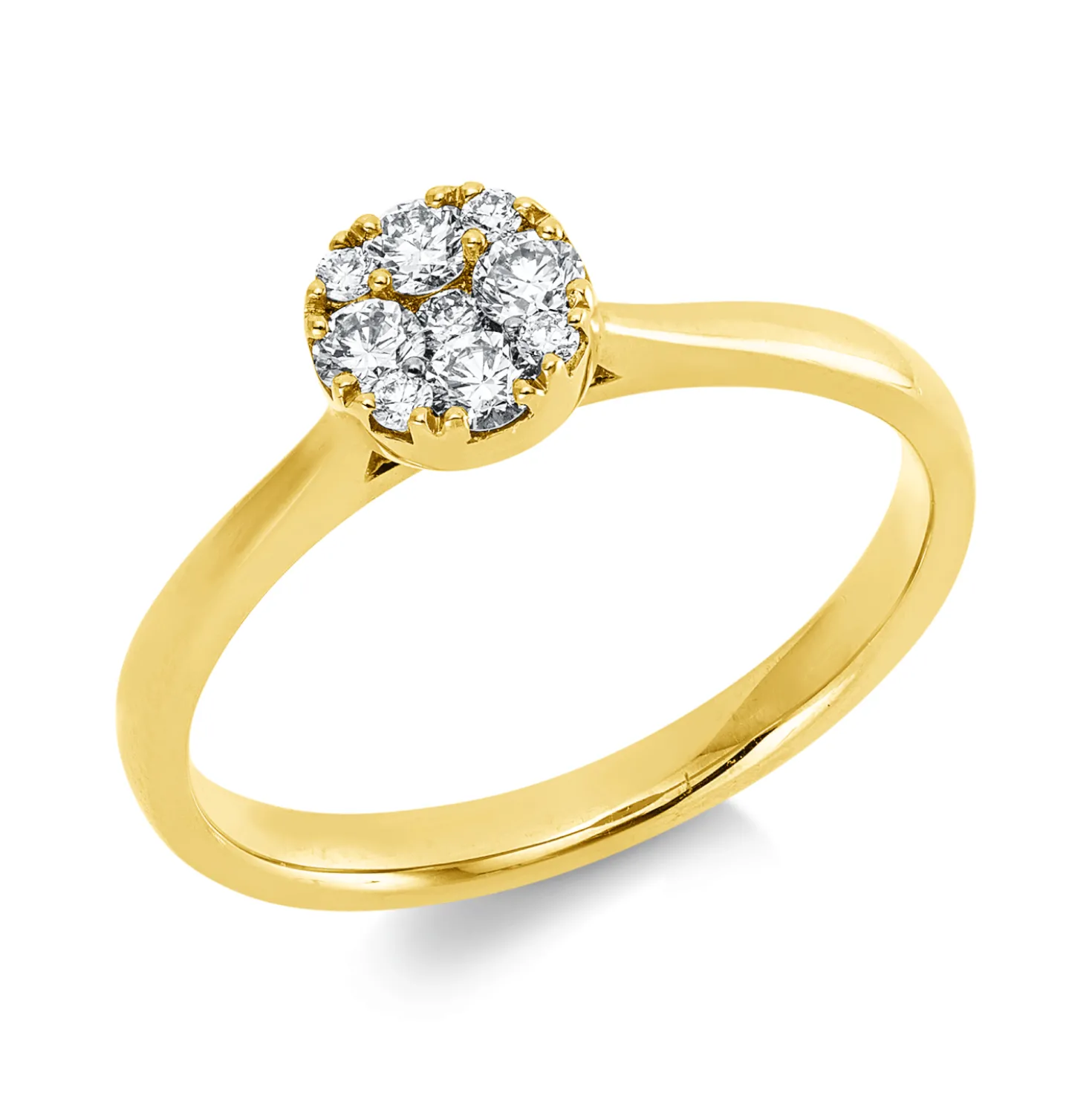 Ring aus 750 Gold Gelbgold 9 Brillanten 0,26ct TW-SI B:6,1mm