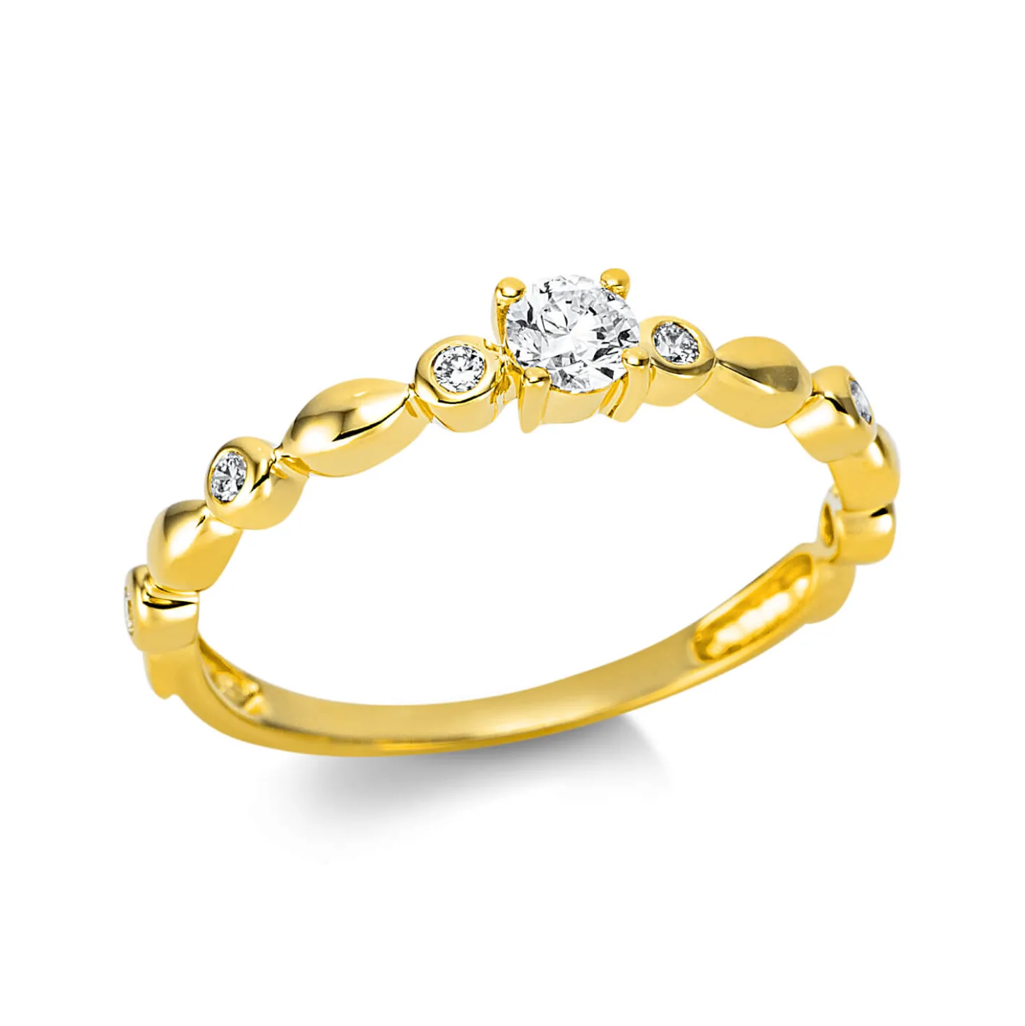 Ring aus 750 Gold Gelbgold 7 Brillanten 0,24ct TW-SI B:3,4mm