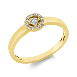 Ring aus 750 Gold Gelbgold 13 Brillanten 0,14ct TW-SI B:6mm