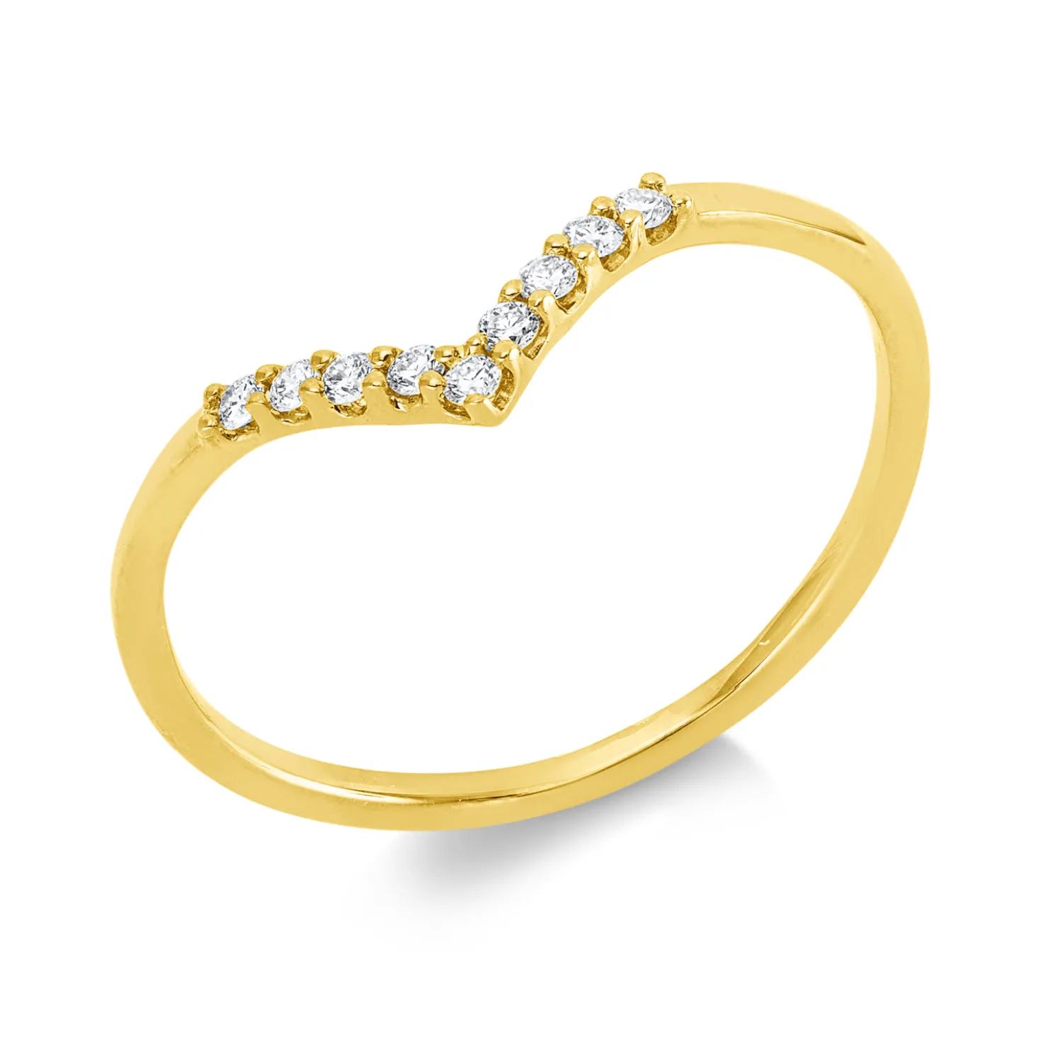 Ring aus 750 Gold Gelbgold 9 Brillanten 0,09ct TW-SI B:6,9mm