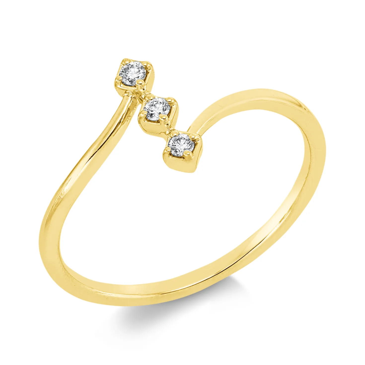 Ring aus 750 Gold Gelbgold 3 Brillanten 0,06ct TW-SI B:8,8mm