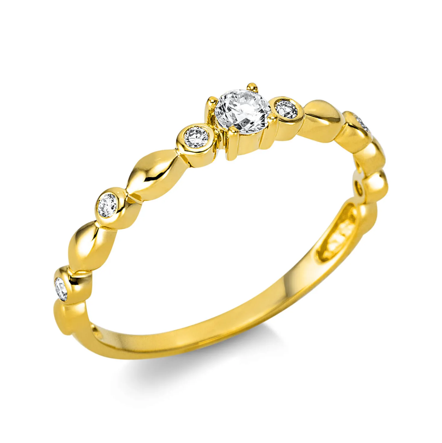 Ring aus 750 Gold Gelbgold 7 Brillanten 0,17ct TW-SI B:3mm