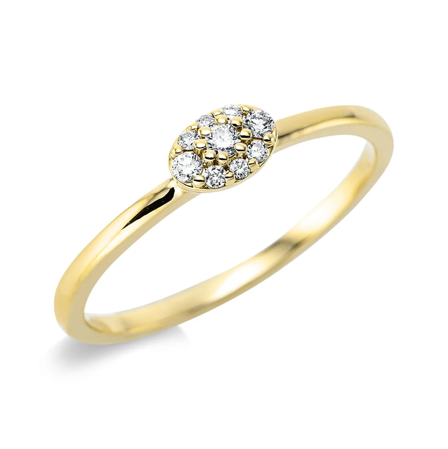 Ring aus 750 Gold Gelbgold 9 Brillanten 0,09ct TW-SI B:3,9mm