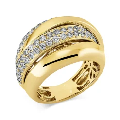 Ring aus 750 Gold Gelbgold 76 Brillanten 1,31ct TW-SI B:16,9mm