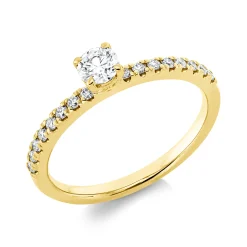 Ring aus 750 Gold Gelbgold 17 Brillanten 0,45ct TW-SI B:4mm 4er-Krappe