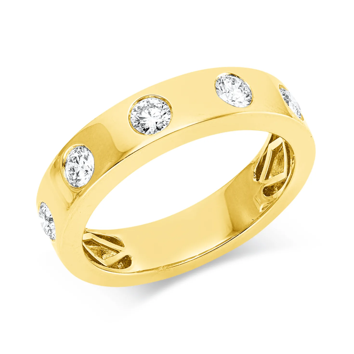 Ring aus 750 Gold Gelbgold 5 Brillanten 0,48ct TW-SI B:4,6mm Zarge