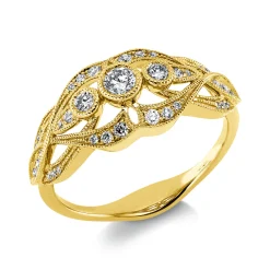 Ring aus 750 Gold Gelbgold 37 Brillanten 0,35ct TW-SI/PI B:9,2mm