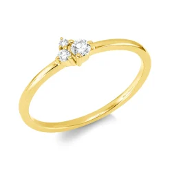 Ring aus 750 Gold Gelbgold 3 Brillanten 0,12ct W-SI B:4,4mm