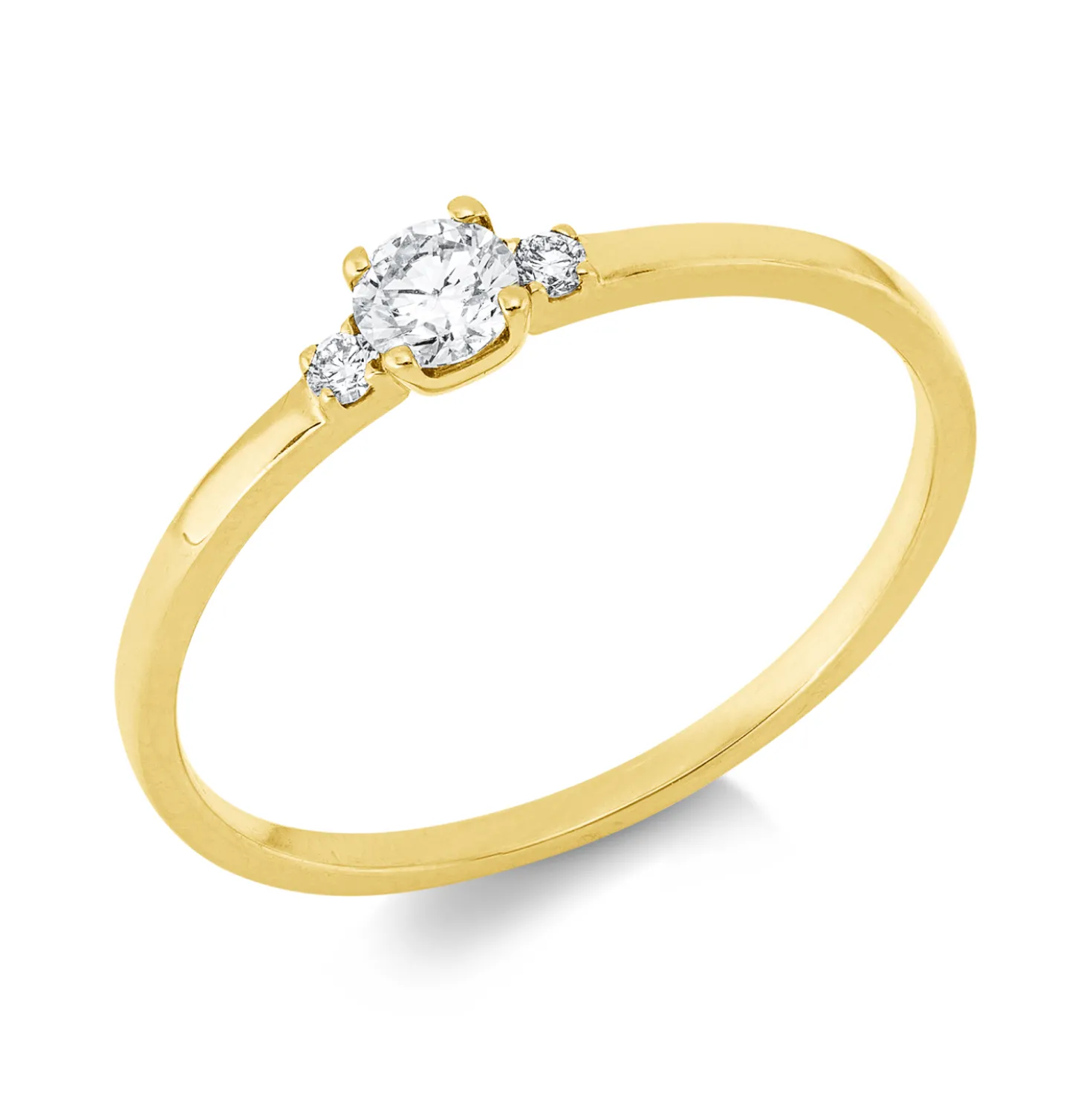 Ring aus 750 Gold Gelbgold 3 Brillanten 0,2ct W-SI B:3,3mm 4er-Krappe