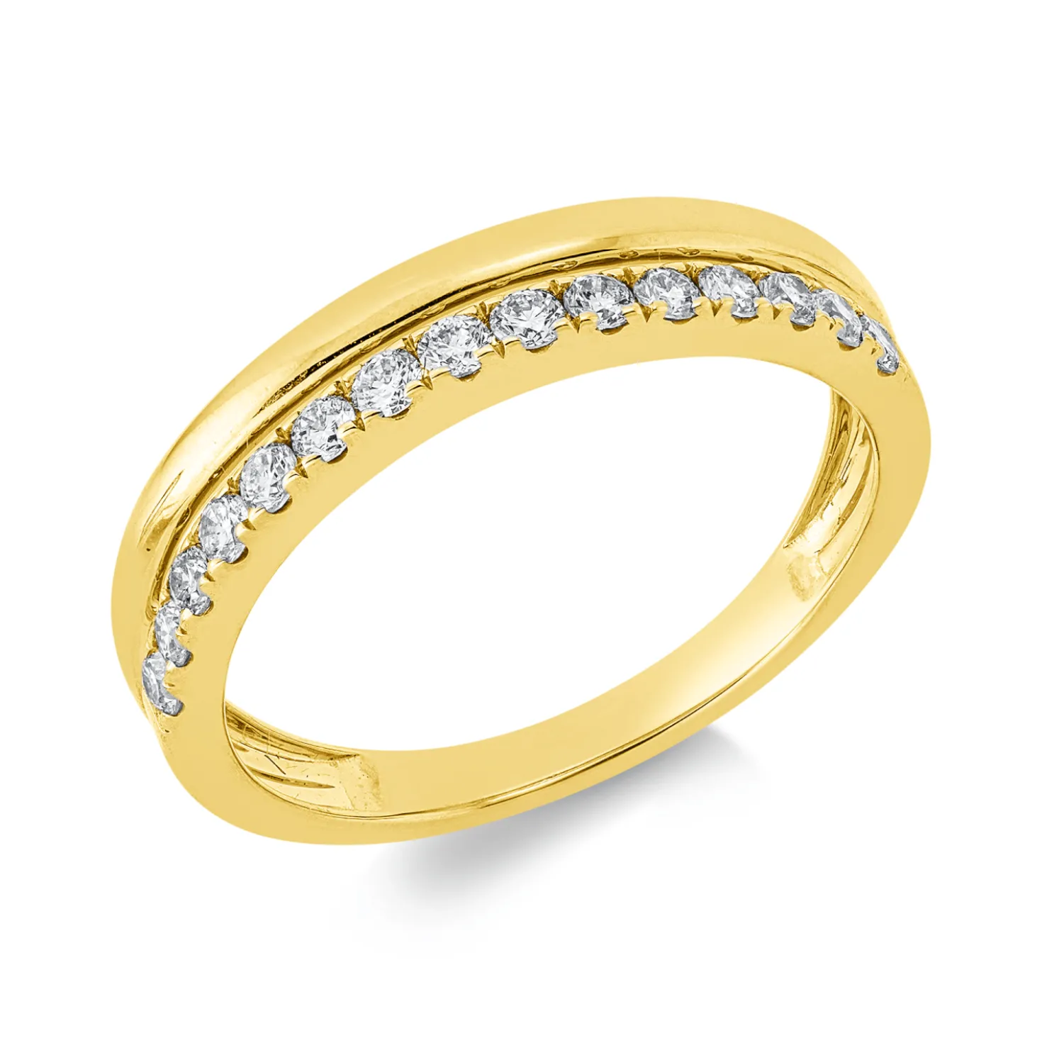 Ring aus 585 Gold Gelbgold 15 Brillanten 0,32ct W-SI/PI B:4,4mm