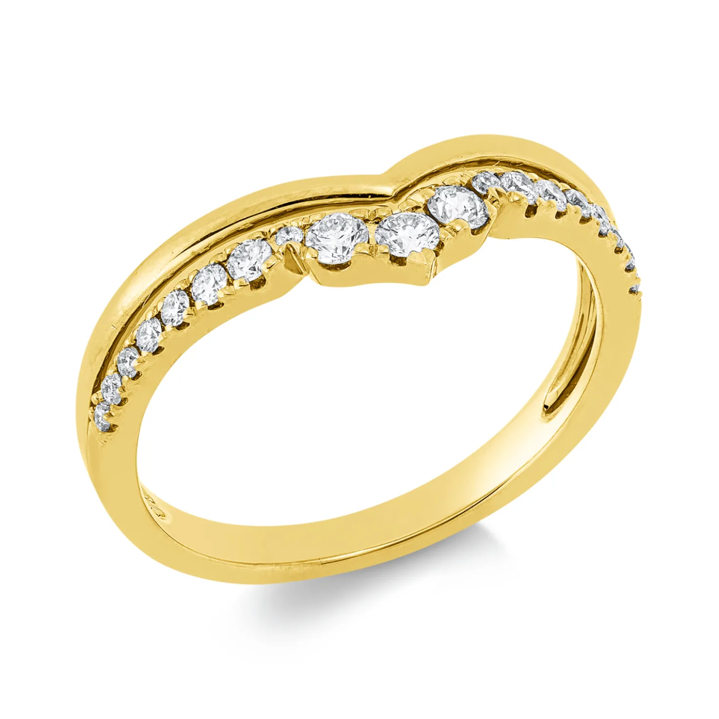 Ring aus 585 Gold Gelbgold 19 Brillanten 0,25ct W-SI/PI B:6,2mm