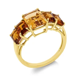 Ring aus 750 Gold Gelbgold 5 Citrine 4,2ct mandarin B:9mm
