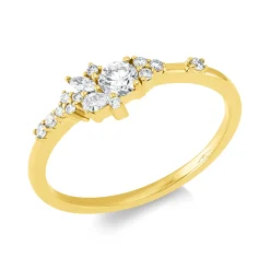Ring aus 750 Gold Gelbgold 15 Diamanten 0,32ct B:5,2mm